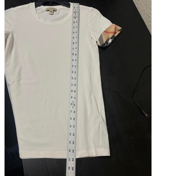 Burberry Plaid Cuff Tee White Size XS - Picture 7 of 7